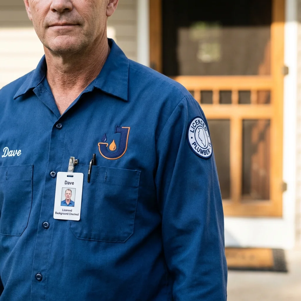 Licensed plumber showing ID badge in Hansville, WA