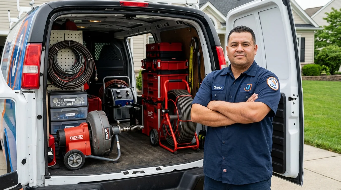 Professional drain cleaning equipment and Johns Plumbing LLC plumber in Hansville