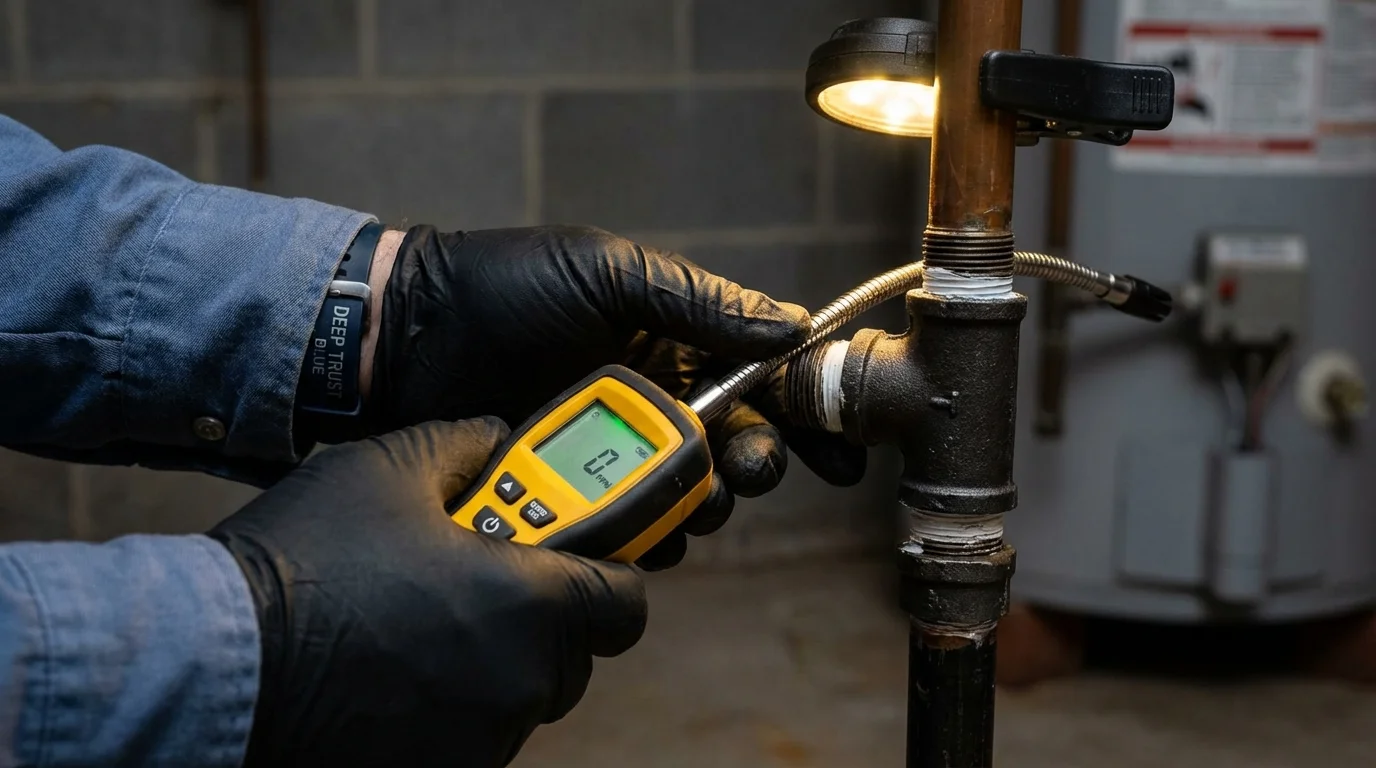 Gas leak detection with electronic sniffer by Johns Plumbing LLC in Hansville